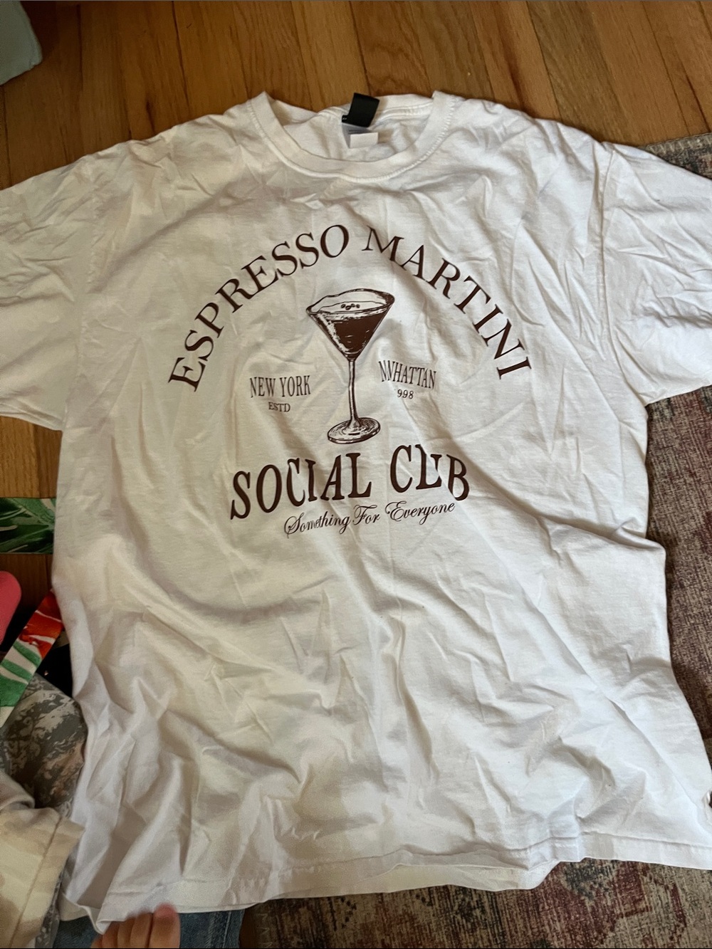 Sweet Claire Espresso Martini Social Club Tee - White & Brown Graphic